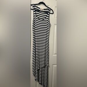 Michael Kors maxi high low maxi tank style dress.  Black and white stripe.